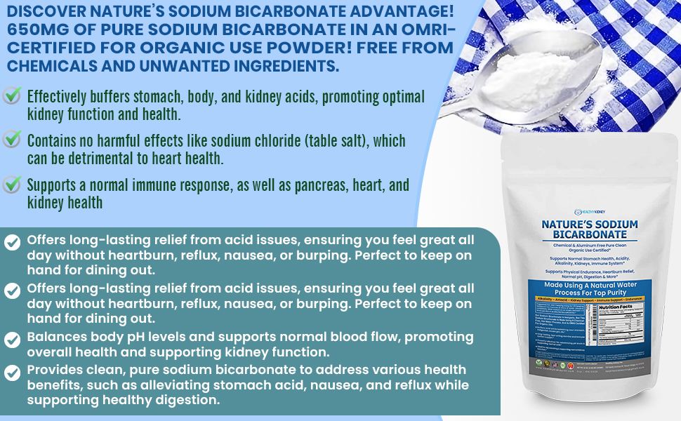 sodium bicarbonate organic powder, baking soda powder supplement