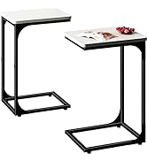 QEEIG C Table End Table Set of 2 Couch Side Tables C Shaped Living Room Sets Bedroom Modern, Whit...