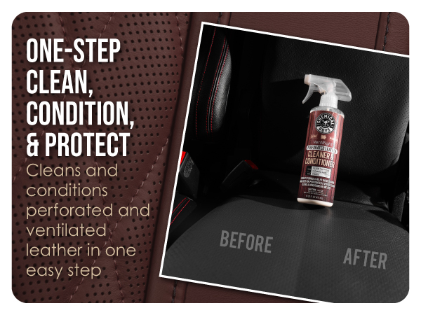 Perforated leather cleaner reaching deep into ventilated seat channels