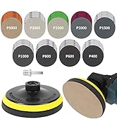 Pomsare 45PCS 5 Inch Wet Dry Sanding Discs Kit with Hook and Loop Backing Pad 5/8-11 and Foam, An...