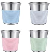 E-far Stainless Steel Cups for Kids 8oz(4 Pack), Children's Pint Cups | Food Grade Toddlers Cups ...