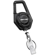 Retractable Keychain, Heavy Duty Carabiner Badge Holder, Tactical ID Badge Reel with 32” Steel Re...