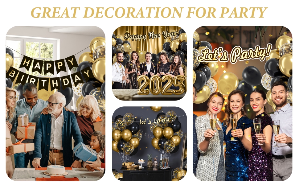 black and gold balloons