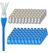 Brileine Shielded RJ45 Connectors, Cat 6 RJ45 Pass Through Shielded Plugs 50-Pack, Gold Plated Mo...