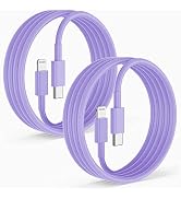Citelect 2 Pack Fast Charger Cable, 6ft USB-C to Lightning Cable, MFi Certified, Purple, for iPho...