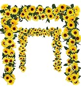 4 Pack Artificial Sunflower Garland Decor,7.5ft Artificial Sunflower Garland Hanging Sunflower Vi...