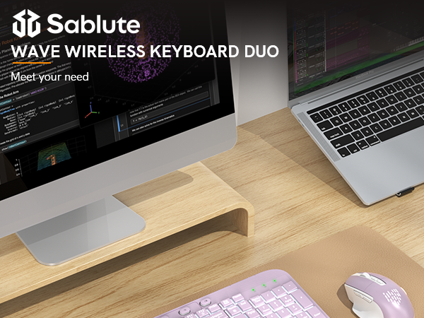 Purple wireless keyboard and mouse