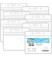 Happy Trees Badge Holder Horizontal ID Card Protector, Name Tag Badge Holders with Resealable Zip...