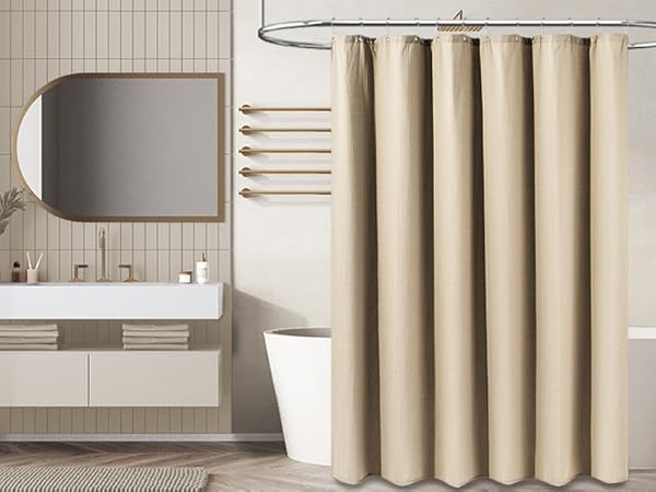 beige shower curtain