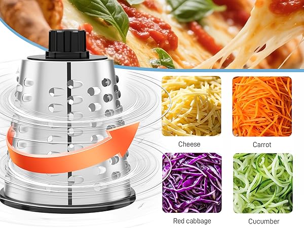 Rotary Cheese Grater Hand Crank with 4 Interchangeable Stainless Blades,Manual Handle Shredder