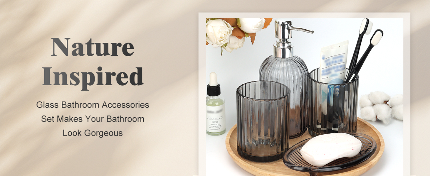4PCS Decent Glass Bathroom Accessories Set