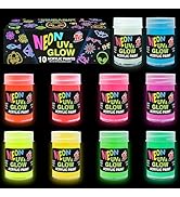 TBC The Best Crafts Glow in the Dark Paint, Set of 10 Colors, 22 ml / 0.74 oz,DIY Glow Party Supp...