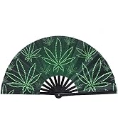 Salutto Large Women Clack Fold Hand Fan Fluorescence Printing UV Glow Party Club Prom Disco Freak...