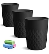 YGJT Bathroom Trash Can, 3 Pack 1.8 Gallons Small Trash Can with Trash Bags, Round Bathroom Garba...