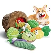 Nocciola Small Squeaky Crinkle Dog Toys- 15 Packs Grocery Basket Fruits Veggies Puppy Toys to Kee...