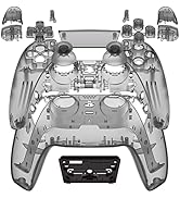 eXtremeRate Full Set Housing Shell with Buttons Touchpad Cover, Clear Black Custom Replacement De...