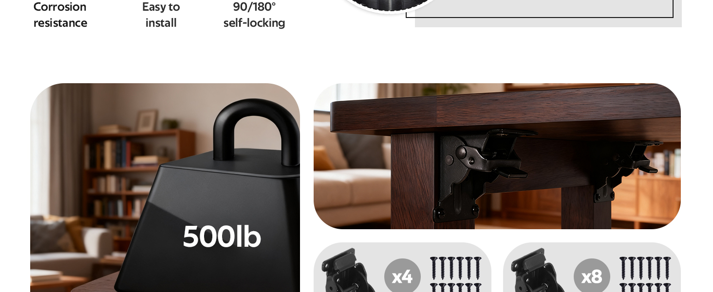 Soleeya Folding Brackets 0-90 Degrees Folding Table Legs Brackets Foldable Self-Lock Hinges