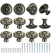 12 PCS Antique Brass Cabinet Knobs, Vintage Drawer Knobs(30mm/1.2 Inch), Round Flower Shape Dress...