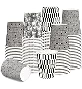 RUSPEPA Disposable Paper Cups 9oz - 100 Pack Black and White Design Printed Paper Coffee Drinking...