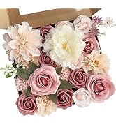 Roses Artificial Flowers Pink Bouquets Box Set for DIY Bridal Wedding Shower Decorations Fake Flo...