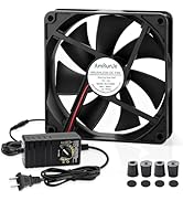 AmRunJe 140mm x 25mm Computer Fan with AC Plug 12v dc 110v – 240v Variable Speed Dual Ball Bearin...