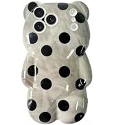 SGVAHY Case for iPhone 17 Pro Max Cute Kawaii 3D Cartoon Polka Dots Bear Soft Silicone Bumper Sho...