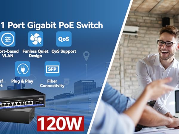 AUMOX PRO 11 Port Gigabit PoE Switch