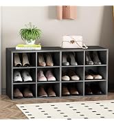 Garden 4 you Shoe Storage Bench, Cubby Shoe Rack with 12 Cubbies, 3-Tier Wood Shoe Rack Organizer...