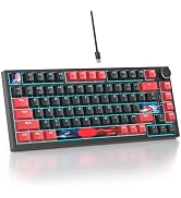 Mosptnspg 75% TKL Wired Mechanical Keyboard,RGB Backlit Gasket Mount 82 Key Hot Swappable Custom ...