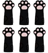 6Pcs Black Cute Cat Paw Protector, Silicone Knitted Hat, Knitted Needle Tip Protector, Knitted Ho...