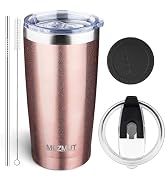MEZMUT 20oz Tumbler Coffee Travel Mug with Daul Lid and Straw, Stainless Steel Double Wall Vacuum...