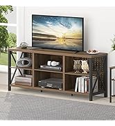 LVB Rustic TV Stand, Industrial Entertainment Center for 70 Inch TV, Long Wood and Metal Televisi...