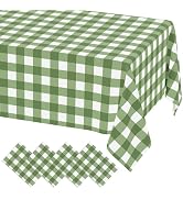 misaya 4 Packs 54 x 78 Inch Buffalo Disposable Table Cloth, Waterproof Plastic Tablecloth, Rectan...