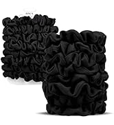 Satin Scrunchies for Women – 8PCS Blush & Brown Silk Hair Ties Set – No Crease, Frizz-Free, Gentl...