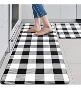 MAYHMYO 2 PCS Anti Fatigue Rugs Non Skid Waterproof Floor Mat Cushioned Black and White Farmhouse...
