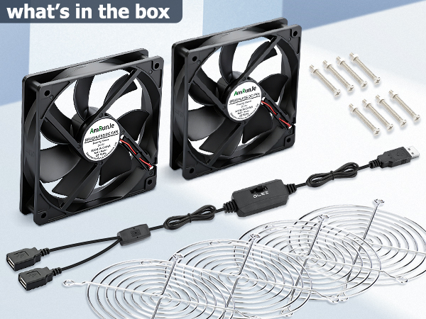 120mm case fan usb 5v speed controller metal grill dual fan cooling exhaust congputer pc av cabinet