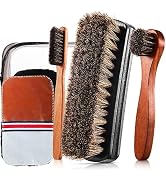 6 Pcs Horsehair Shine Shoes Brush Kit Polish Dauber Applicators Cleaning Leather Shoes Boots Care...