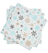 Paper Napkins Disposable for Party Snowflake Decorations Party Supplies, 6.5 x 6.5 inch Folded (1...