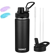 MEZMUT 18oz Insulated Water Bottle with Straw&2 Lids Stainless Steel Water Bottles Kids Sports Me...