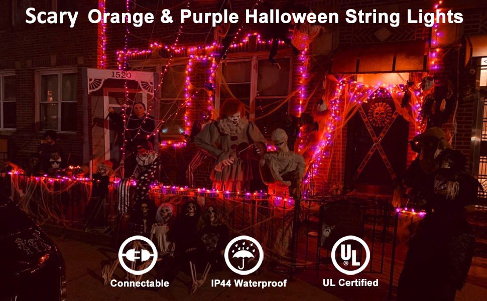orange purple halloween lights