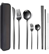 AARAINBOW 8 Pieces Stainless Steel Flatware Set Portable Reusable Cutlery Set Travel Utensils Set...