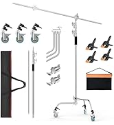EMART 10.8ft/330cm 100% Stainless Steel Photography Heavy Duty C Stand with Boom Arm and 2 Grip H...