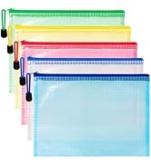 Mesh Zipper Pouch Bags - 5 Pack Waterproof Zipper Bags 6.8x9.4 Inch A5 Clear Mesh Storage Pouches...