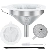 WMKGG 304 Stainless Steel Funnel, 5 Inch Funnels for Kitchen Use Filling Bottles, with 200 Mesh a...