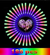EXCECAR 156PCS Foam Glow Sticks, Led Light Up Foam Sticks with 3 Modes Flashing Changing, Glowing...