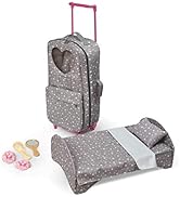 Badger Basket Travel and Tour Toy Doll Trolley Travel Carrier with Bed for 18 inch Dolls - Gray/S...