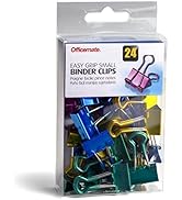 Officemate Easy Grip Binder Clips, Metallic, Small, Pack of 24