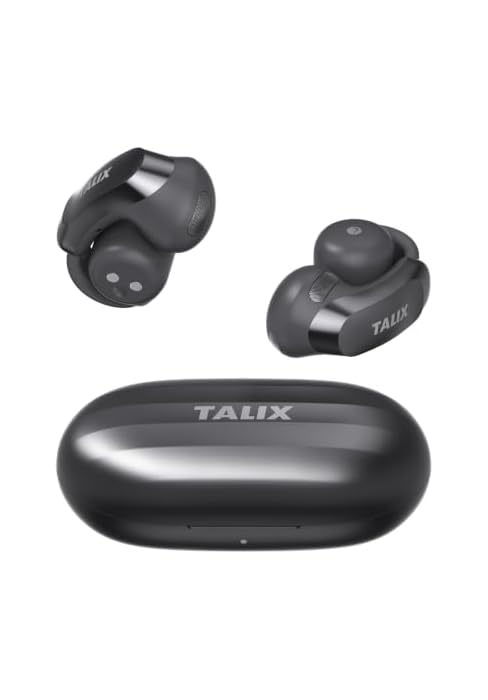TALIX Open Ear Clip-On Wireless Bluetooth Earbuds AuraHalo G1, Black | 4-Mic Clear Calls, Rich Ba...