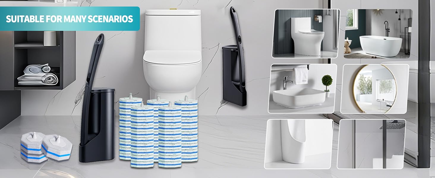 Disposable multi-surface cleaning brush for toilets