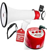 5 CORE 40W Megaphone Bullhorn Cheer Bull Horn Speaker Rechargeable Megaphono 1000 Yard Range Sire...